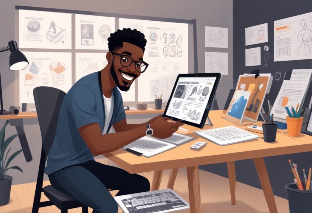 pikaso_texttoimage_An-illustration-showing-an-black-artist-creating-a